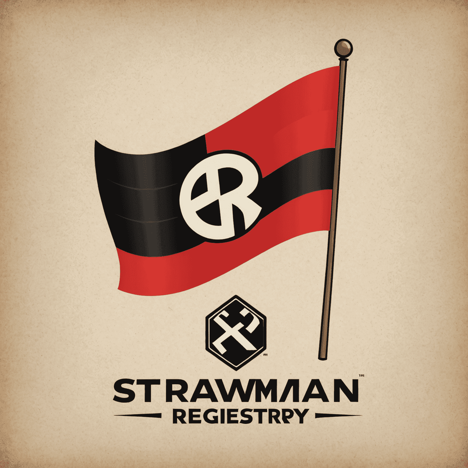 Strawman Registry Logo - A stylized red and black racing flag with 'SR' initials