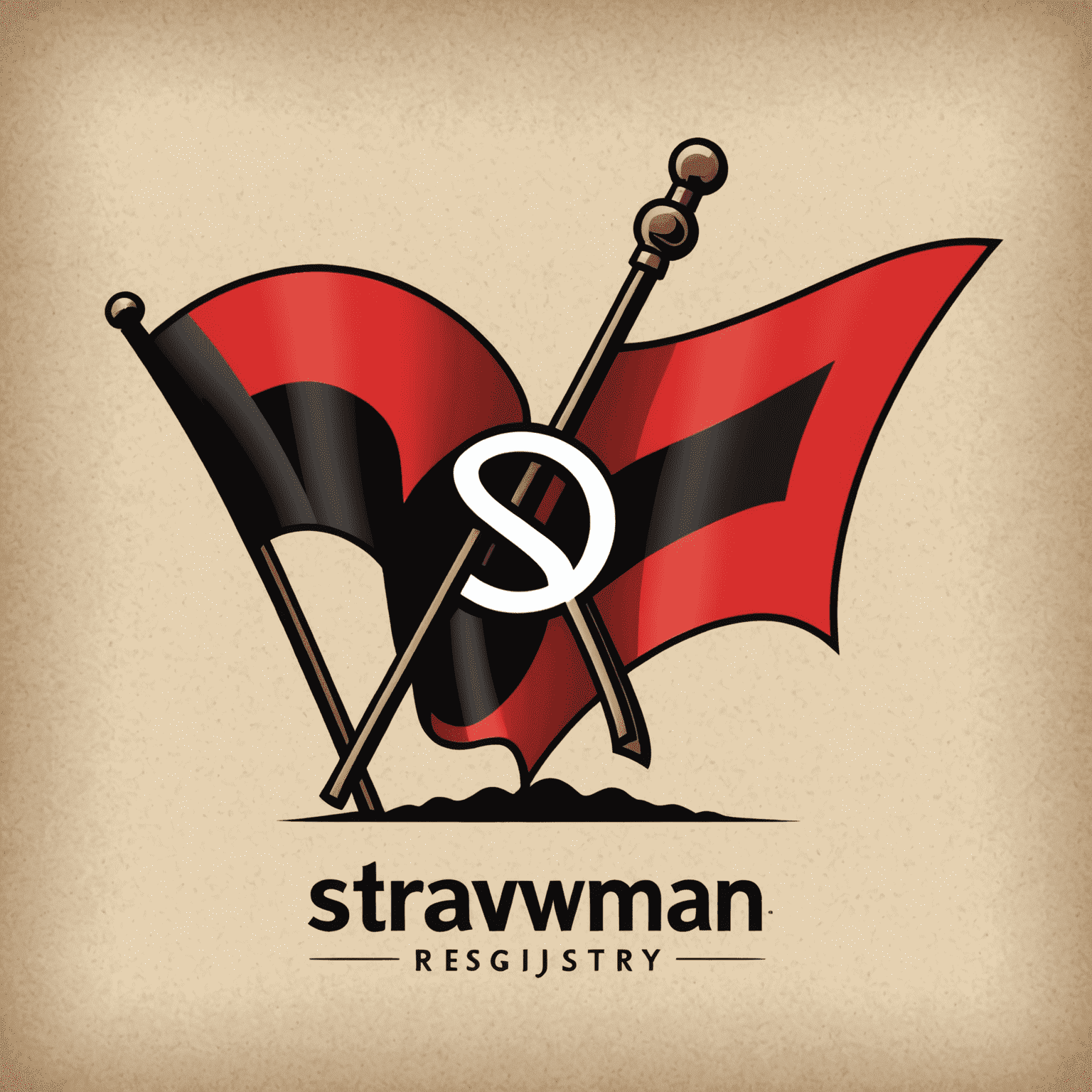 Strawman Registry Logo - A stylized red and black racing flag with 'SR' initials