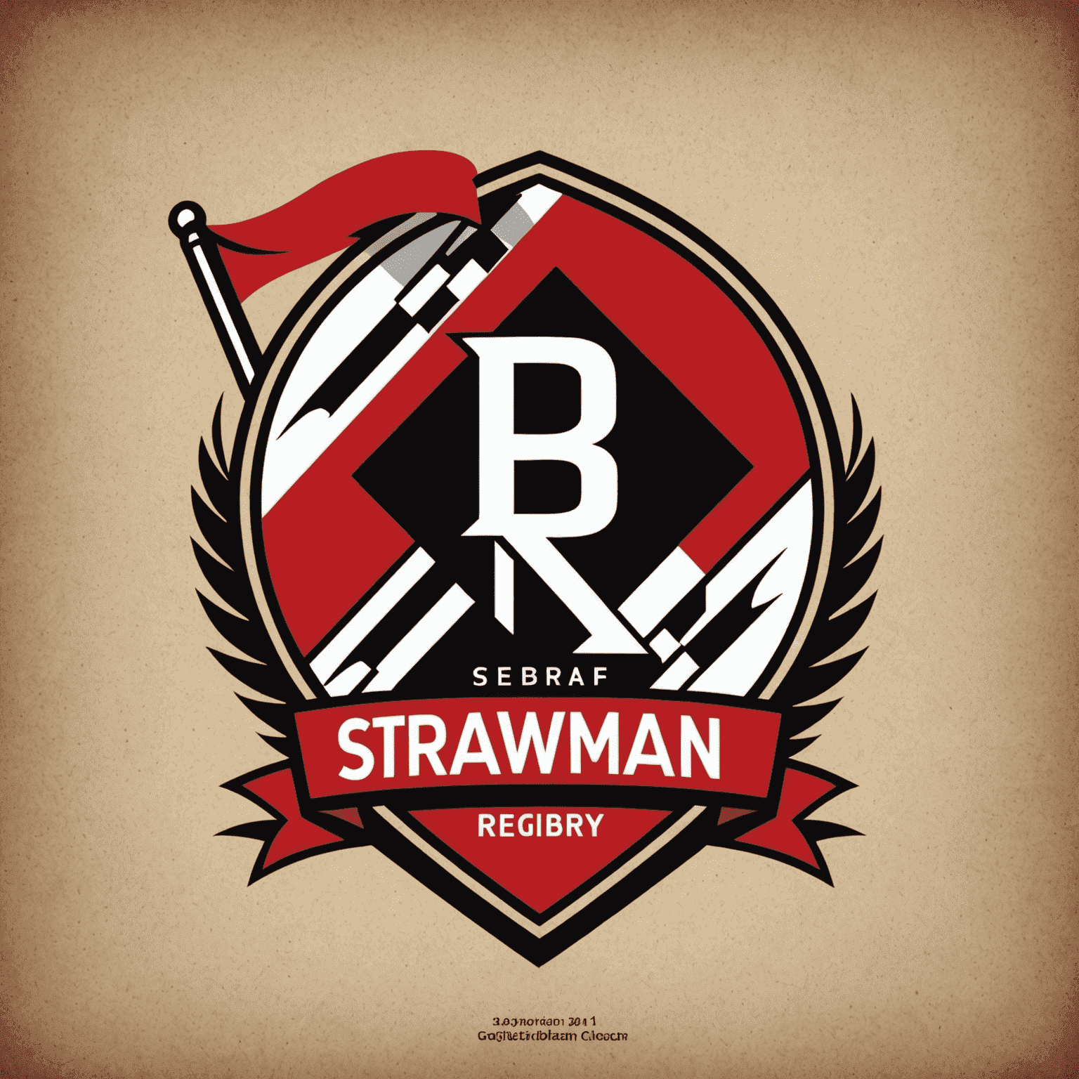 Strawman Registry Logo - A stylized red and black racing flag with 'SR' initials