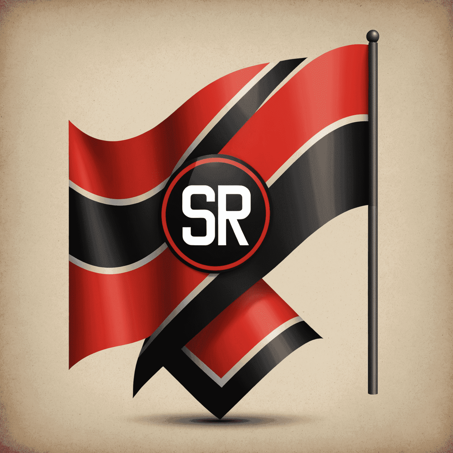 Strawman Registry Logo - A stylized red and black racing flag with 'SR' initials
