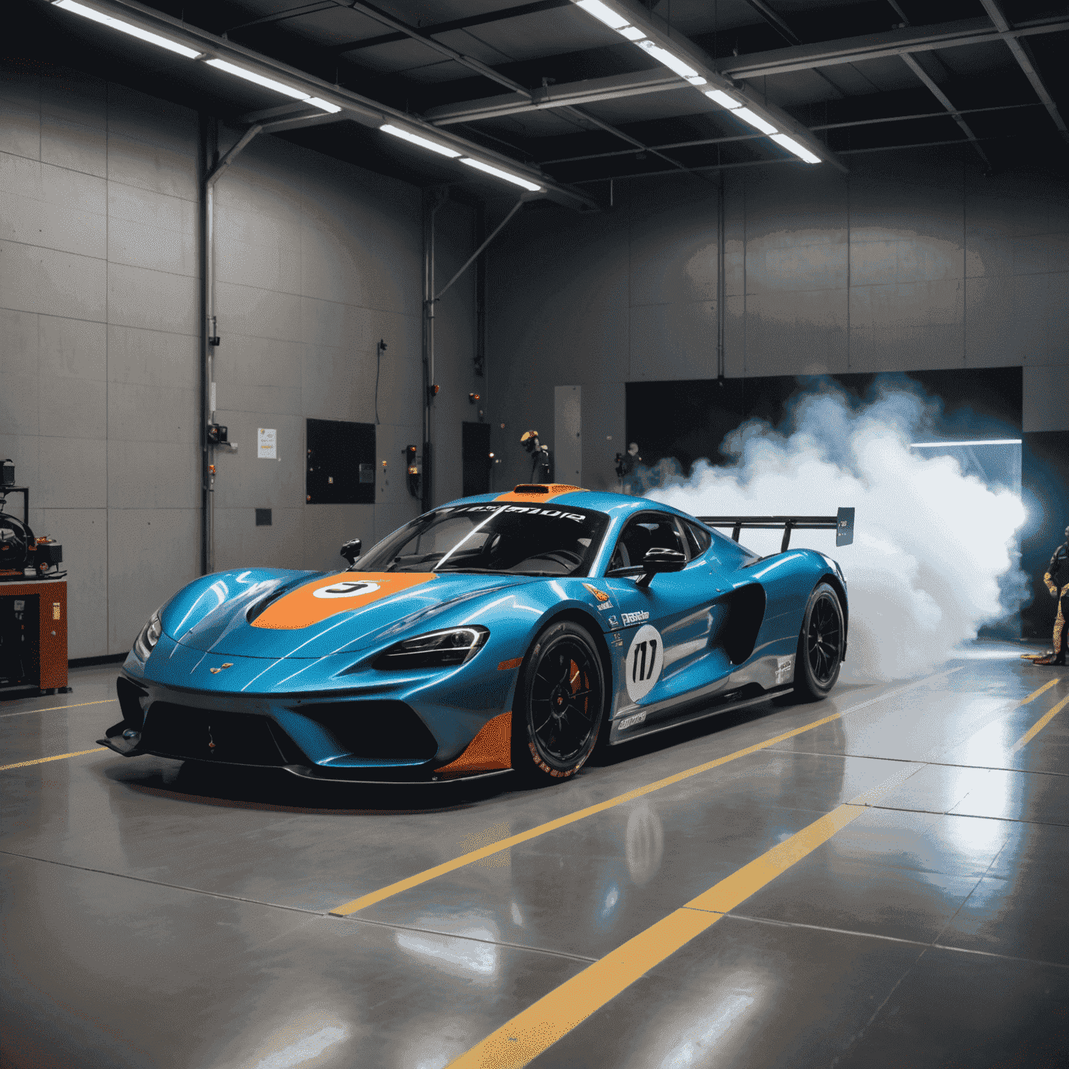 A race car undergoing wind tunnel testing, demonstrating advanced aerodynamic modifications for improved performance in Canadian motorsports