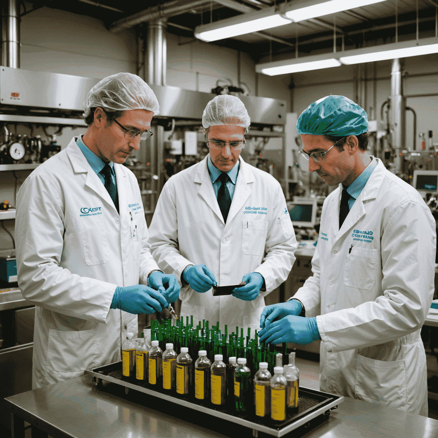 Scientists in a Canadian laboratory testing biofuel samples for racing applications