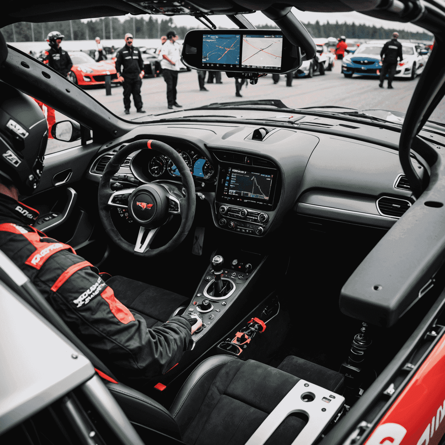 A sophisticated data acquisition system being installed in a race car, with multiple sensors and a digital display for real-time performance analysis in Canadian motorsports